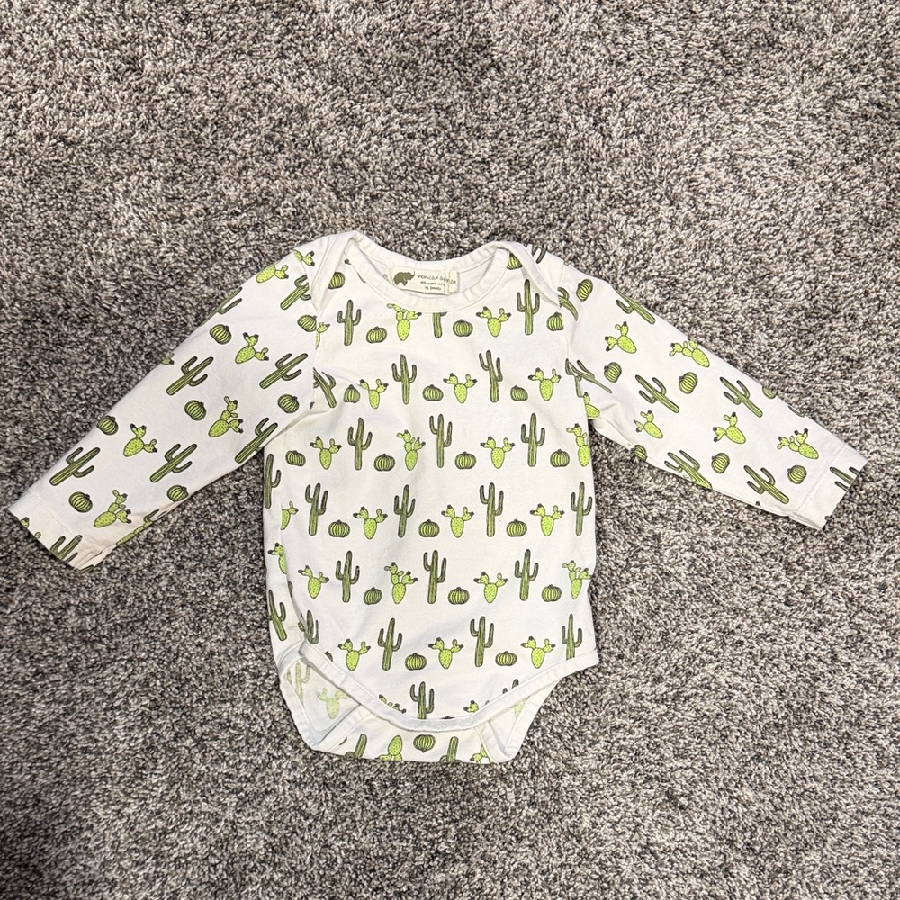 Cactus Patterned Kids Bodysuit in Green and White